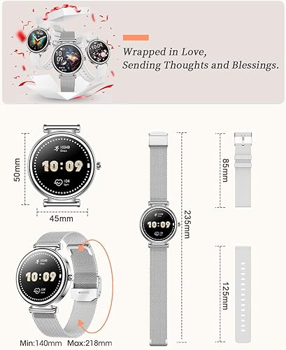 Miniatura 7 de Reloj inteligente pequeño para mujer con llamada Bluetooth, reloj inteligente de 1.27 pulgadas para mujer, más de 120 modos deportivos, contador de