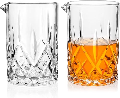 Miniatura 9 de Vaso mezclador de cóctel Cambareign, vaso mezclador de cristal de 18.5oz, vasos de fondo grueso para remover en la barra, jarra mezcladora de