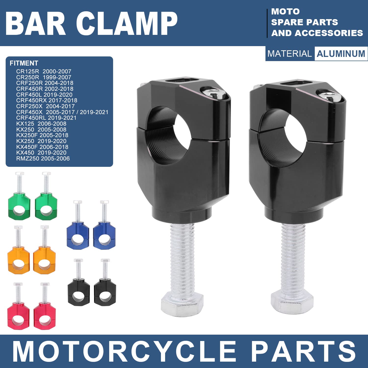 Soporte de la Abrazadera de Montaje de la Abrazadera de la Motocicleta - CR125R 00-07 CR250R 99-07 CRF250R 04-17 CRF450R 02-18 CRF450RX 17-18 CRF250X 04-17 CRF450X 05-17 - (1 1/8" 28MM) (Negro)