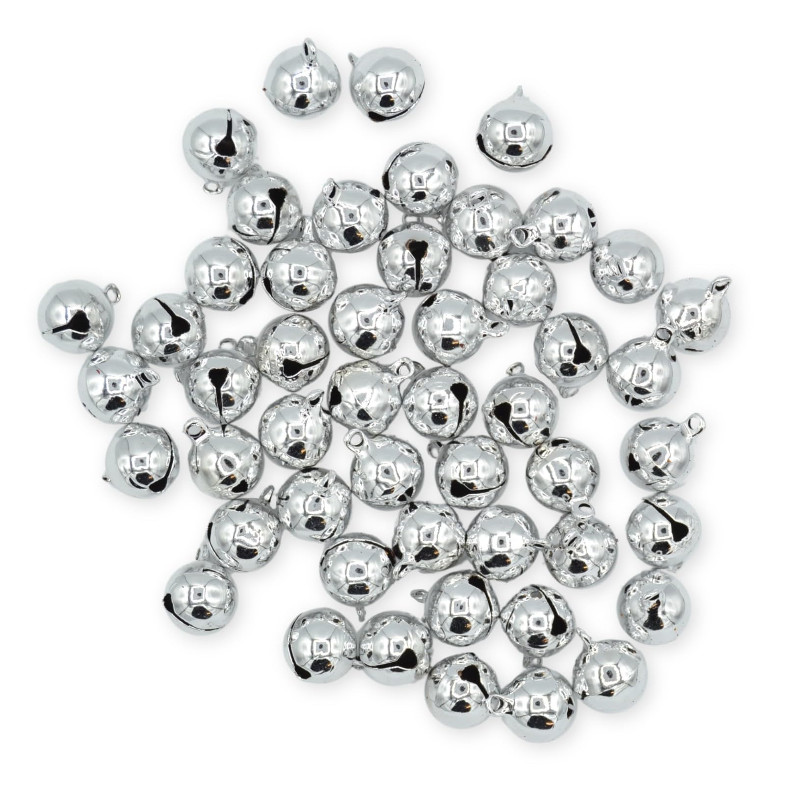 celloexpress 16mm Bright Silver Jingle Bells - Mini Christmas Craft DIY Festive Decorations Gift Wrap (Pack of 100)