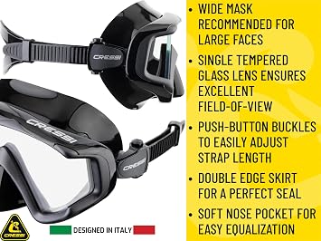 Cressi Liberty - Diving, Apnea and Snorkel Mask - Available in Two/Three Glazed Version