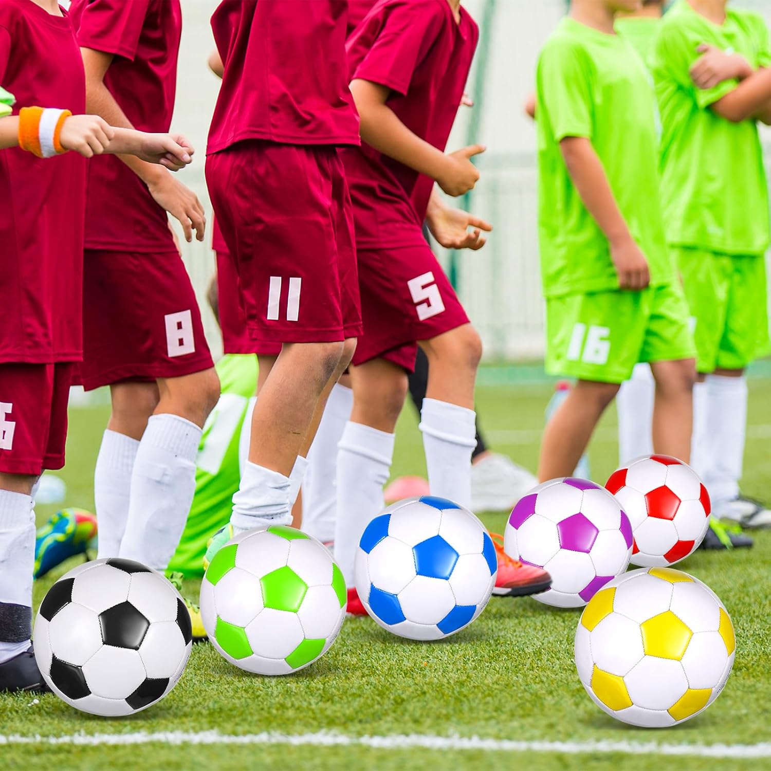 Seenelling 12 Pcs Soccer Balls for Teen Adult Bulk Deflated Soccer Ball with Pump Size 5 Indoor Outdoor Training Practice for School Sports Game Birthday Gifts Party Back to School