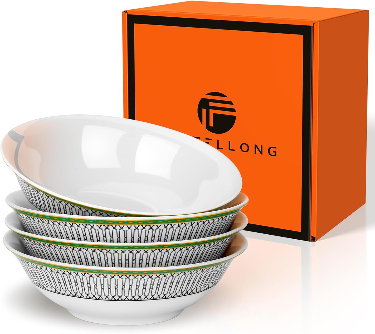 FASTELLONG Bone China Cereal Bowls Set of 4, 6 inch China