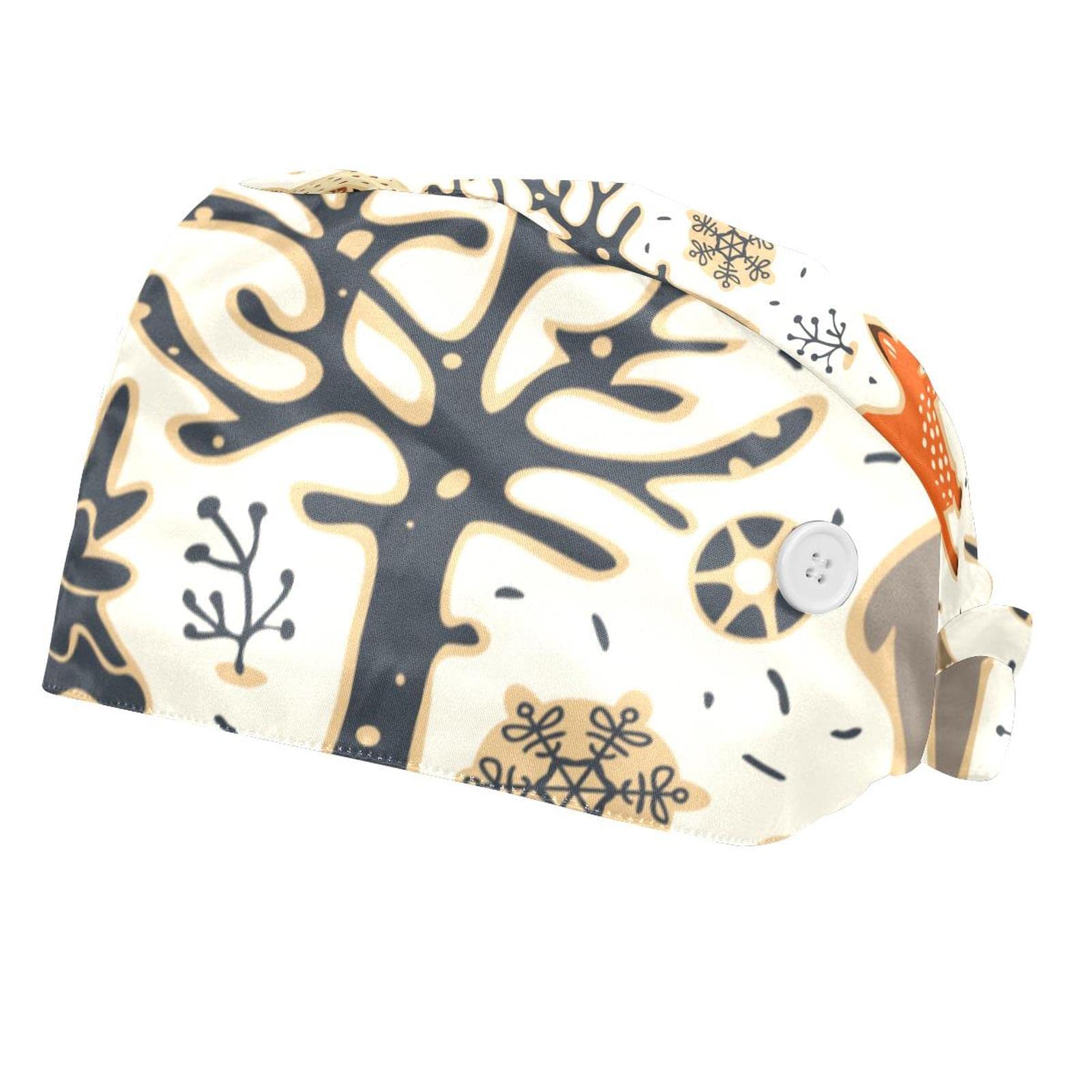 2 Pack Working Cap with Button and Sweatband Tie Back Hats for Women Men Chameleon