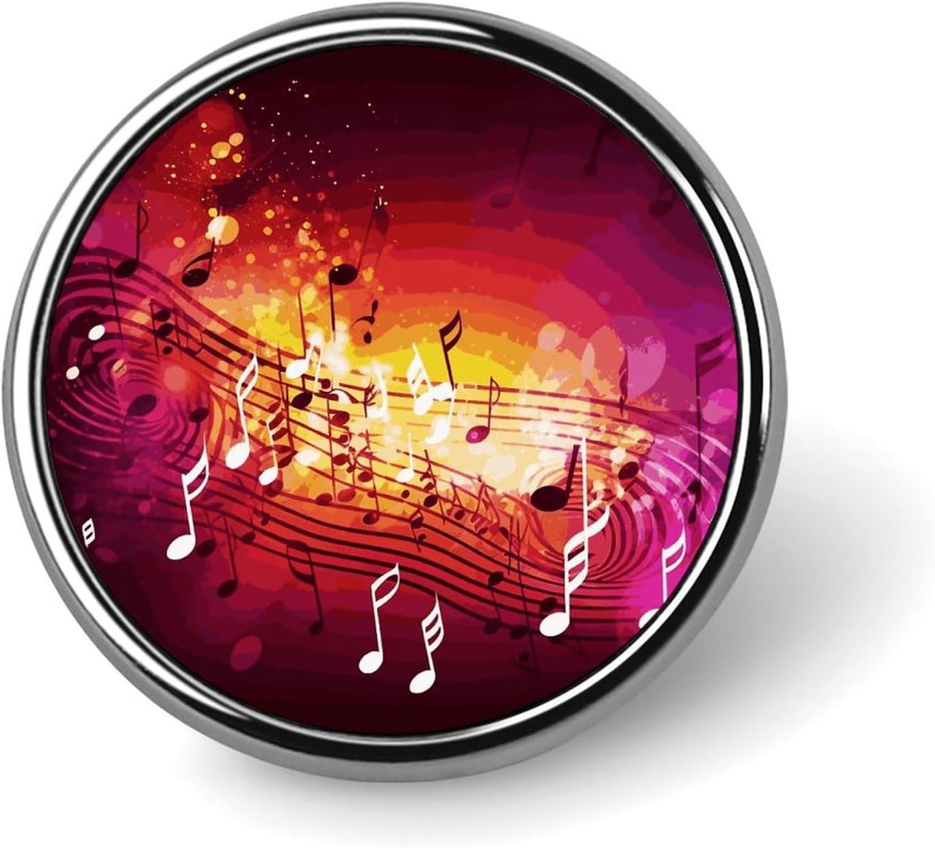 Music Notes Round Badge Pin, 1 Inch Durable Non-Fading Lapel Pin, Versatile Metal Button Badges, Lightweight Decorative Brooch for Clothing Accessories Personalized Gifts