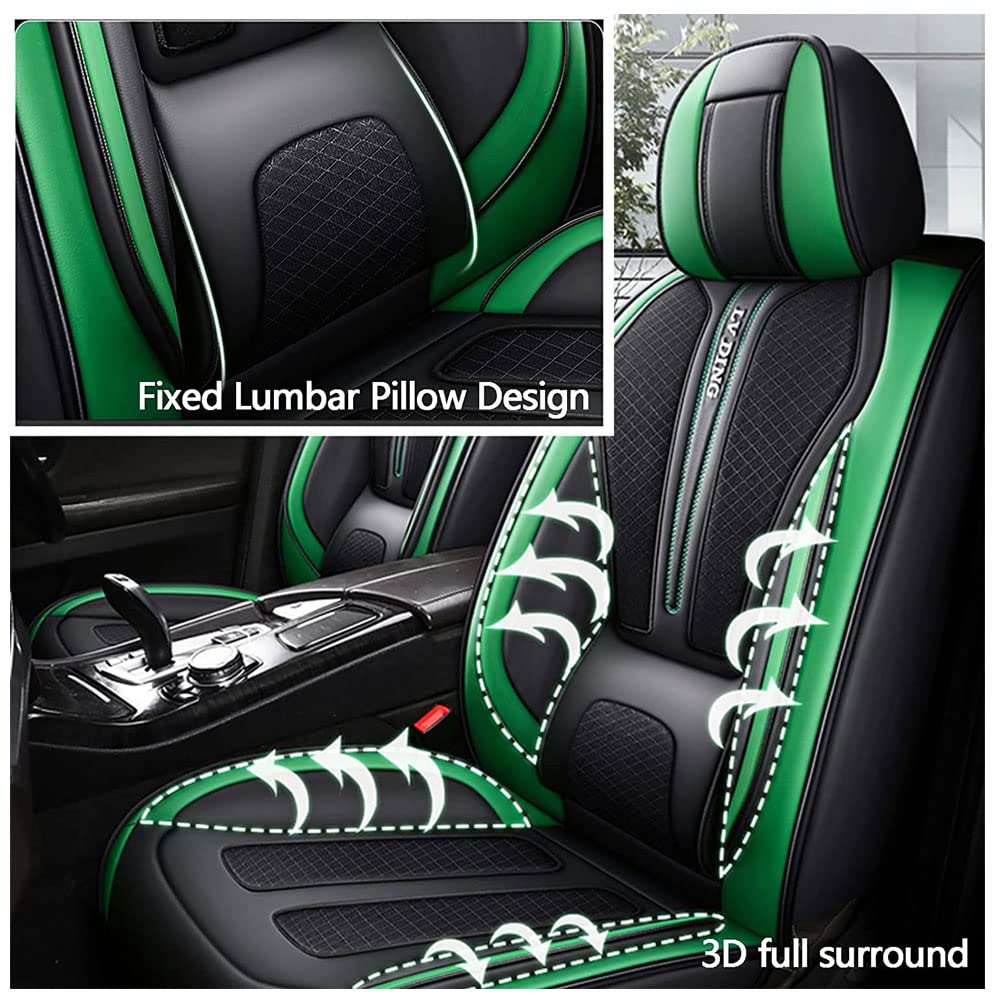 para Mitsubishi Montero Set Cuero Fundas Asientos De Coche Delanteros Y Traseros Juego Completo CojíN De Protectores Fundas De Asiento Cubreasientos Accesorios,D/Green