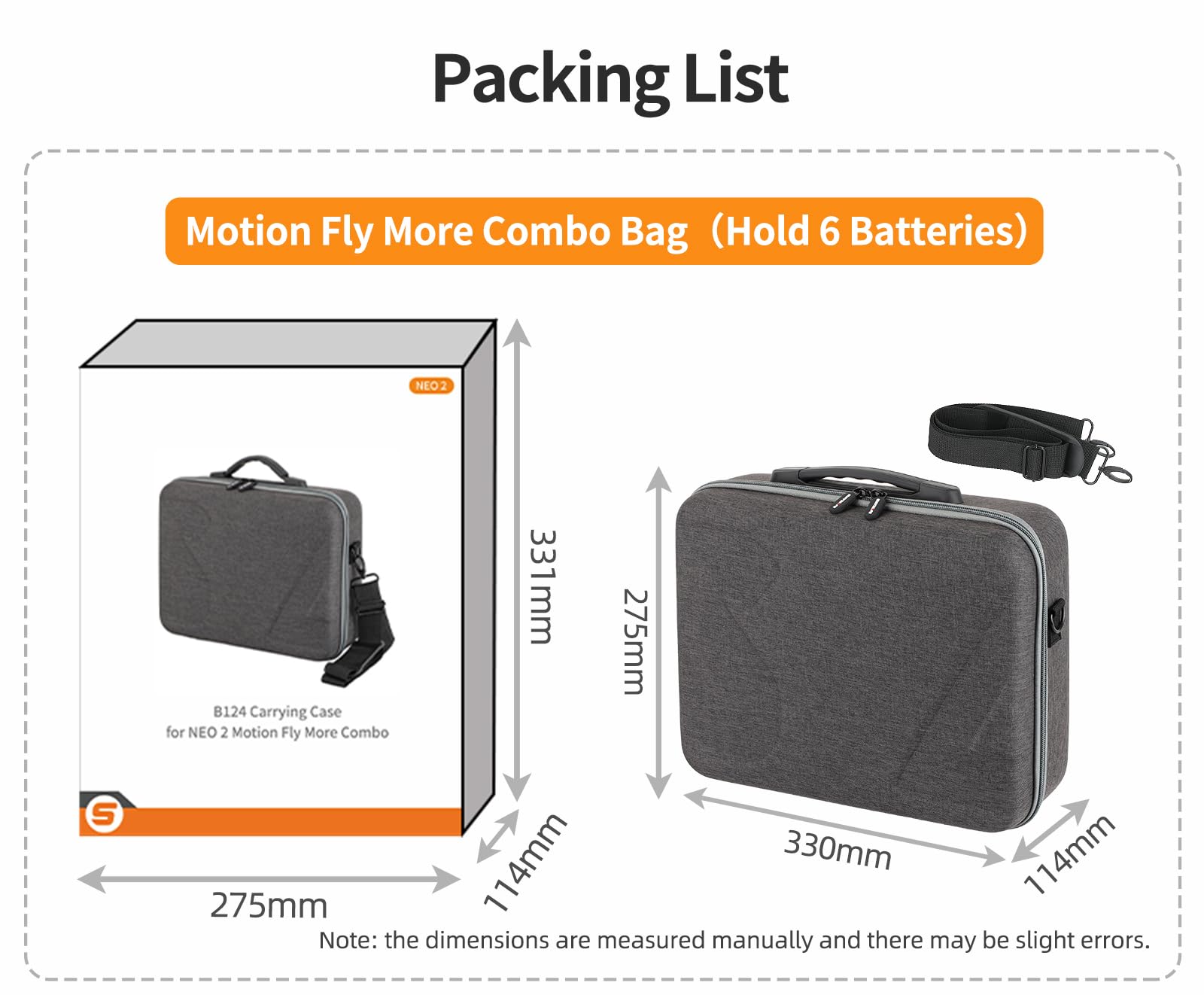 Sac de Protection pour DJI Neo 2 Bundle Motion Fly More Etui de Transport pour Drone Sac à Bandoulière Housse Portable Boîtier de Rangement