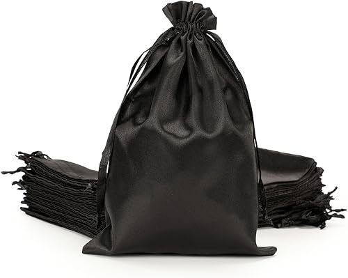 Miniatura 1 de Tapleap Bolsas de regalo de tela de satén negro de 3 x 4 pulgadas, bolsas de joyería, bodas, bolsas de regalo de graduación, baby shower, bolsas de