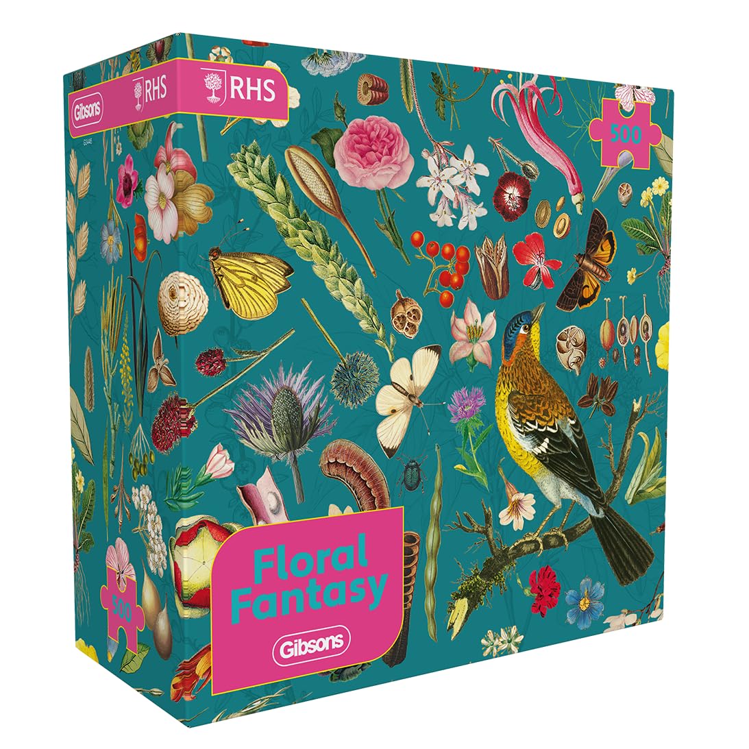 Gibsons RHS Floral Fantasy 500 Piece Jigsaw Puzzle Botanical Nature Plant Insect