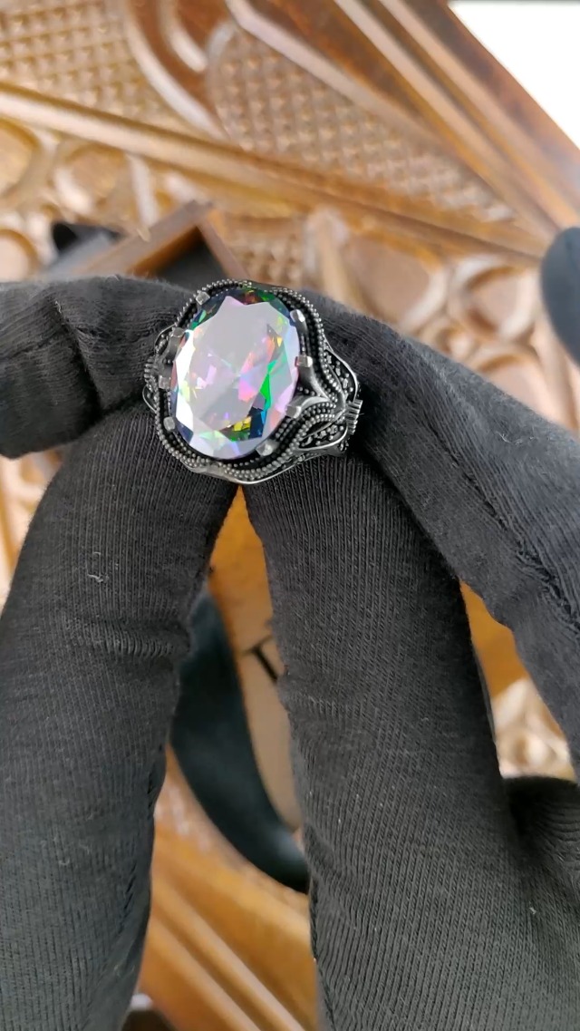 Mystic Topaz Stone Silver Ring – Ringhut