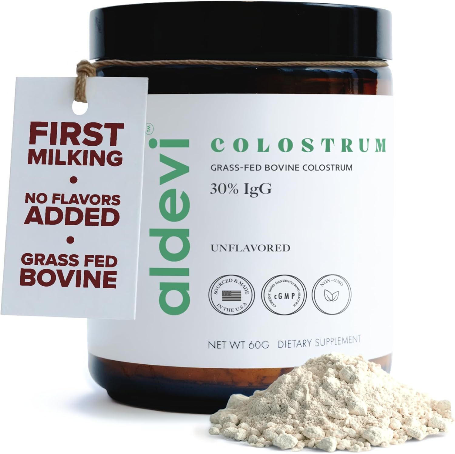 Bovine Colostrum Powder, Grass-Fed & Pasture-Raised, Made in USA, cGMP, High IgG, Unflavored, Mixes Easily, Gut & Immune Support, Third-Party Tested, 30 Servings