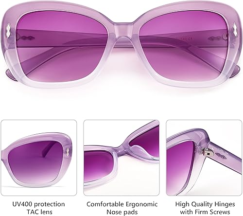 Miniatura 4 de FEISEDY Gafas de sol para mujer, Vintage Square Cat Eye Gafas de sol, protección UV lente gradiente B9121