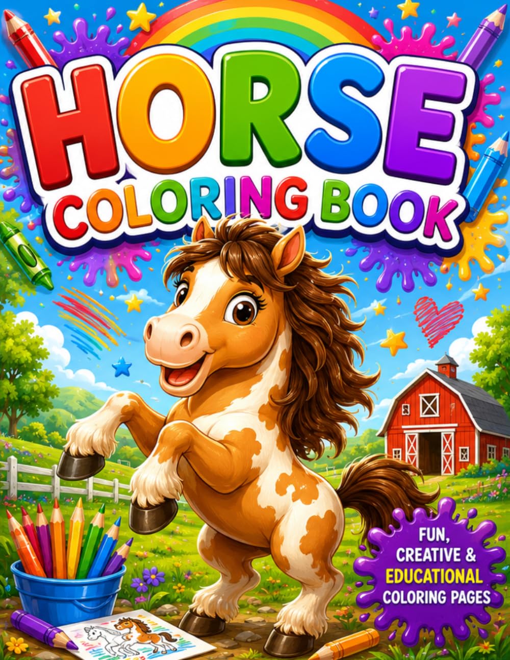 Horse Coloring Book for Kids: Cute Pony & Horse Coloring Pages for Boys and Girls: Fun and Easy Horse Coloring Pages with Adorable Ponies, Creative Animal Designs and Relaxing Coloring Activities
