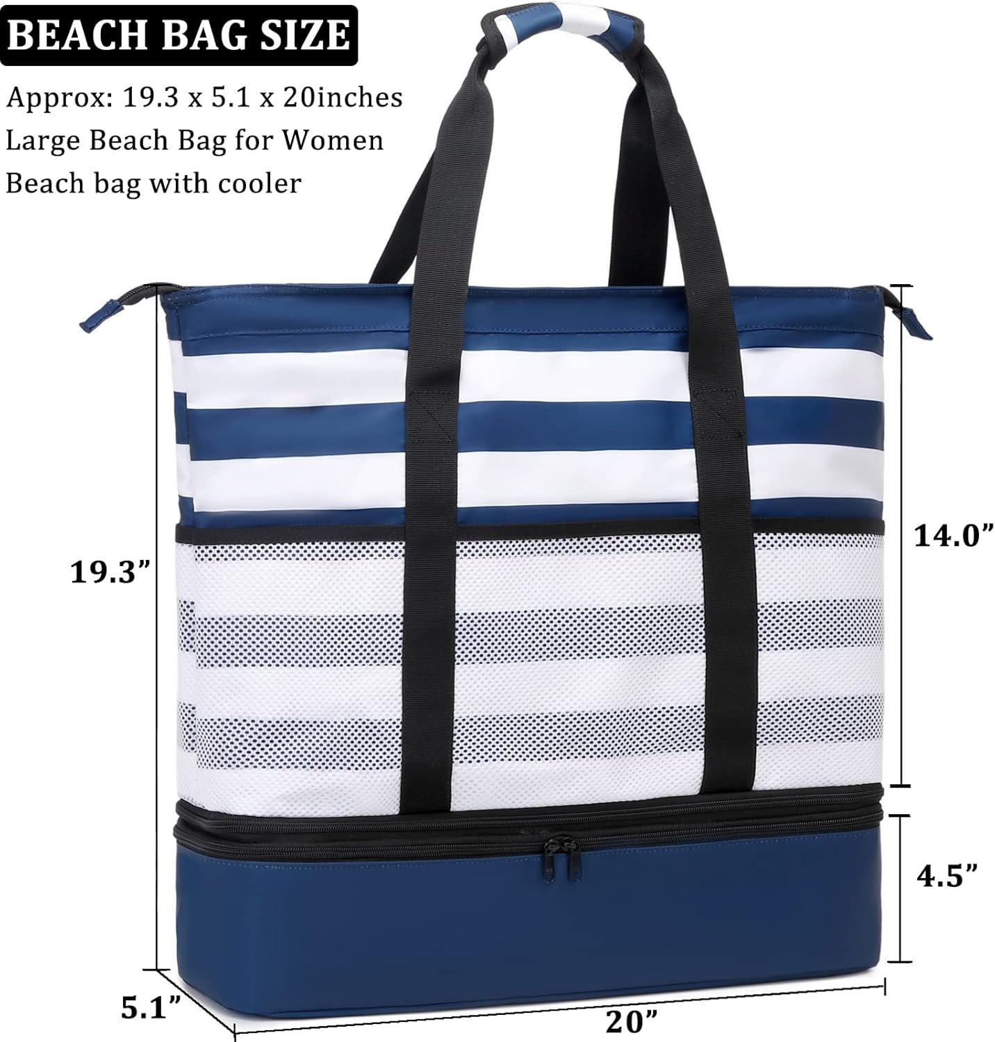 JIANYA Beach Bag Women Waterproof Sandproof Beach Tote Bags with Cooler Top Zipper Large Totes for Pool Travel Daily - Image 6