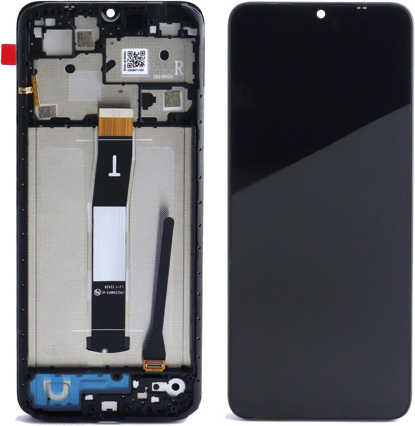 for Xiaomi Redmi 12C/Redmi 11A/Poco C55 LCD Display Touch Screen Digitizer Assembly Replacement Black (with Frame)