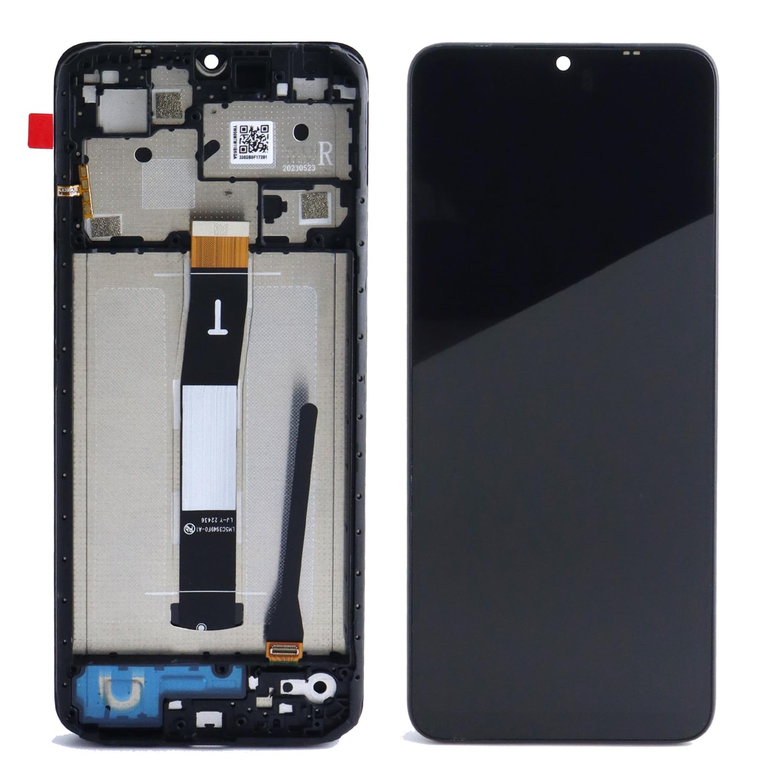 for Xiaomi Redmi 12C/Redmi 11A/Poco C55 LCD Display Touch Screen Digitizer Assembly Replacement Black (with Frame)