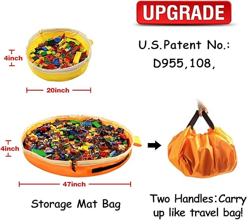 Miniatura 2 de Almacenamiento de juguetes para bolsa de tapete de juego Lego  Bolsa de almacenamiento de juguetes Duplo con cordón para niños, juguete ordenado con