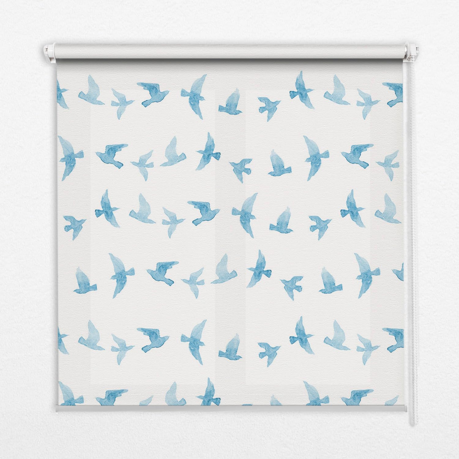 Store enrouleur occultante 60x180cm sans perçage motif oiseaux bleus