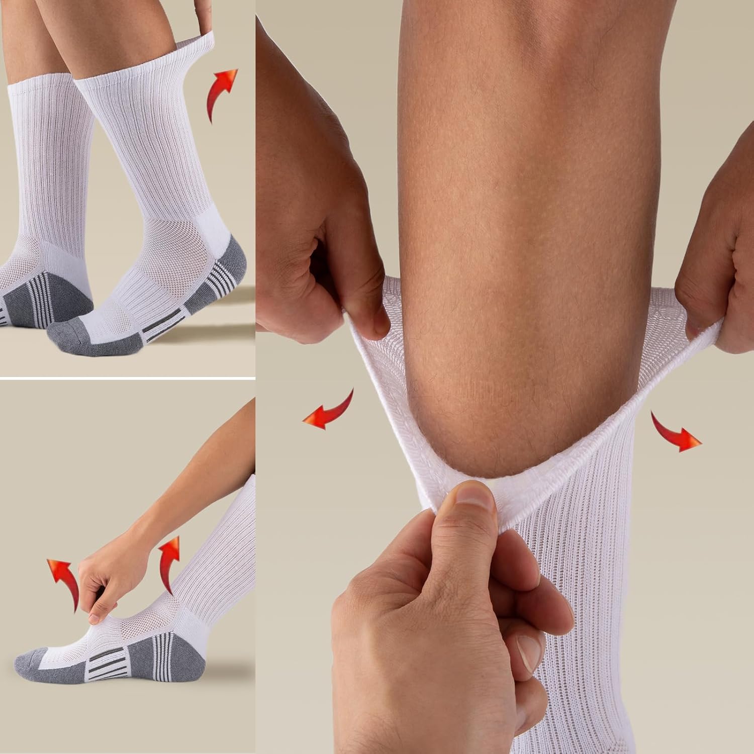 COOVAN 8 Pairs Mens Crew Socks Cushioned Moisture Wicking Athletic Heavy Duty Work Sport Breathable Training Socks - Image 7