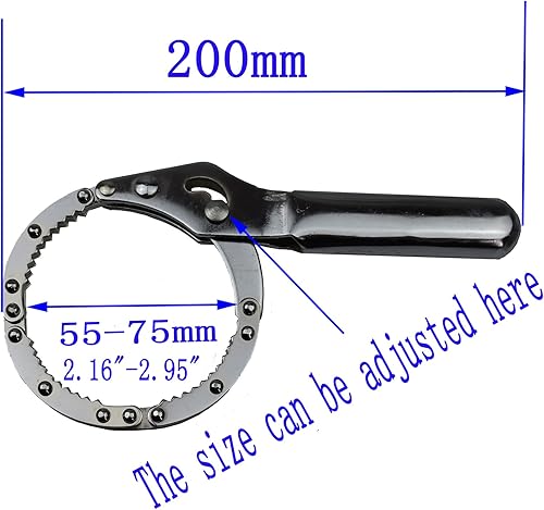 Miniatura 2 de Llave de filtro de aceite, llave de extracción de filtro ajustable, adecuada para filtros con tamaño de 2.16 a 2.95 pulgadas, el mango corto es