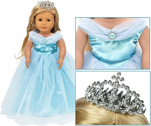 Miniatura 8 de Ropa y accesorios de muñeca para niñas, disfraz de princesa, vestido de novia, vestido de fiesta para muñecas de 18 pulgadas (3 piezas)