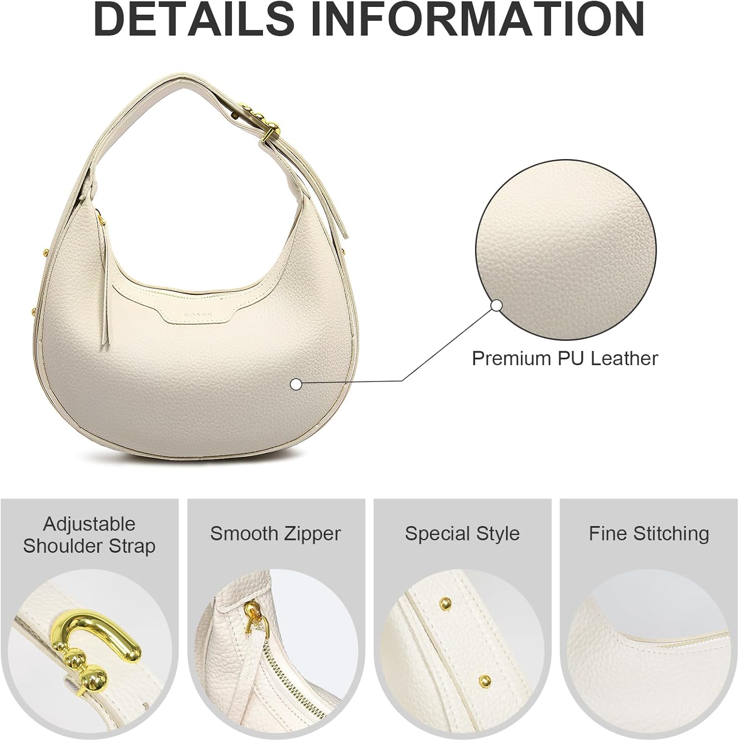 WITERY Small Crescent Bags for Women Vegan Leather Crossbody Purses Slouchy Shoulder Bag Handbag Clutch Hobo Underarm Purse - Image 5