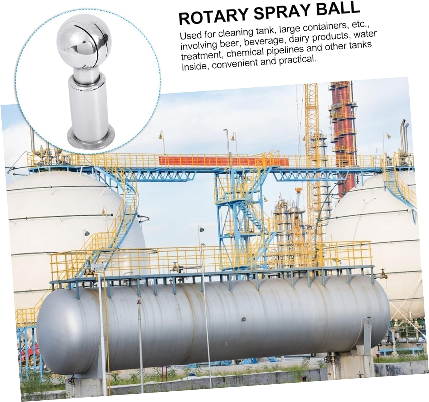 360degree Rotating Spray Ball Stainless Cleaning Head for Sanitary Applications Corrosion Resistant Smooth Surface for Food