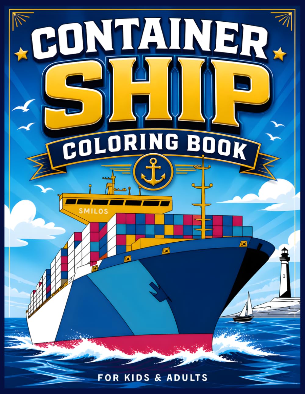 Container Ship Coloring Book: A Nautical Adventure of Colorful Cargo Ships and Busy Harbors for Adults Teens & Kids (Big & Bold Ship Coloring Books)