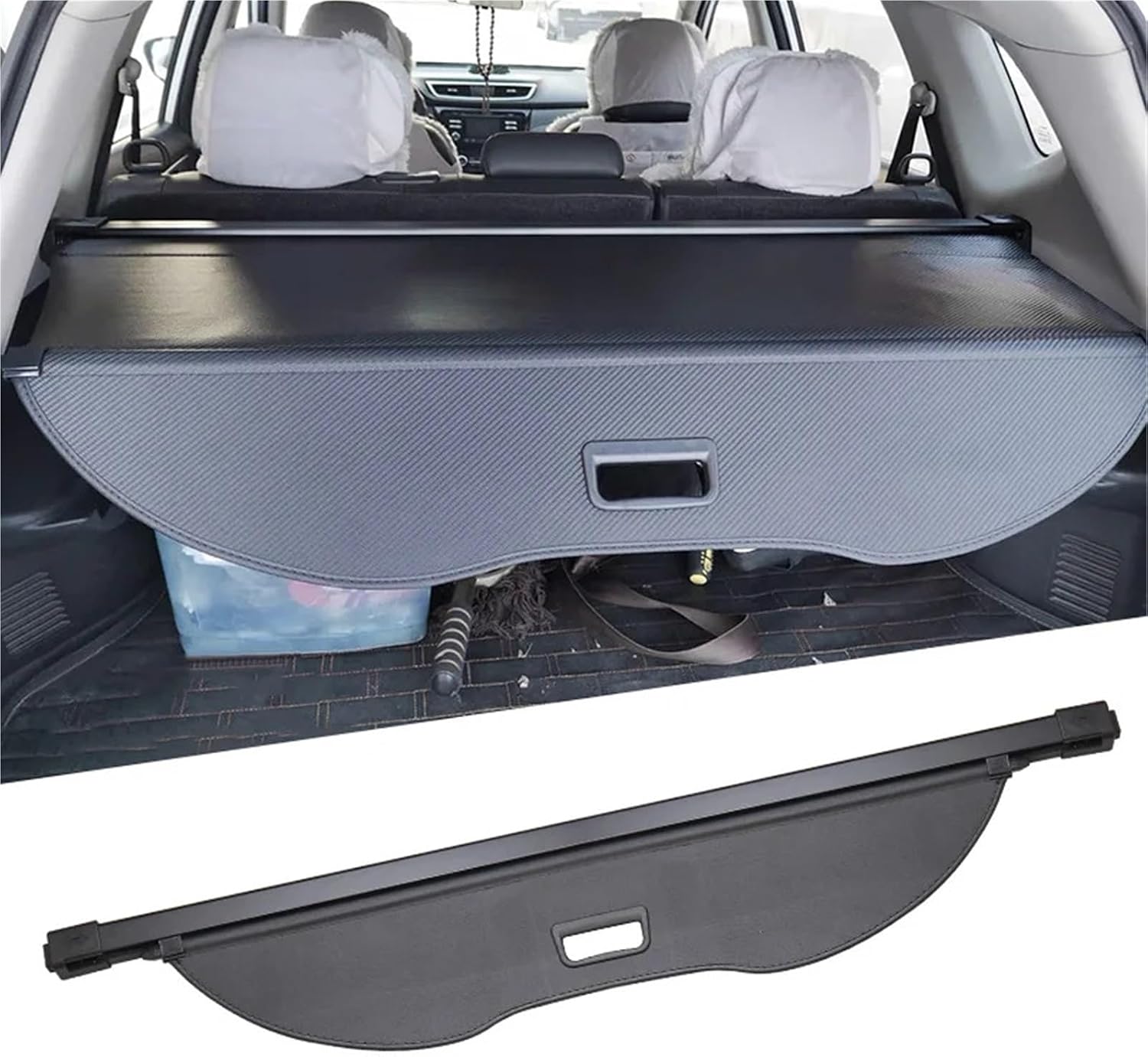 for Nissan Rogue X-Trail T32 2014-2021 Retractable Trunk Cargo Cover Luggage Security Shade Privacy Auto Accessories(Carbon Fiber)