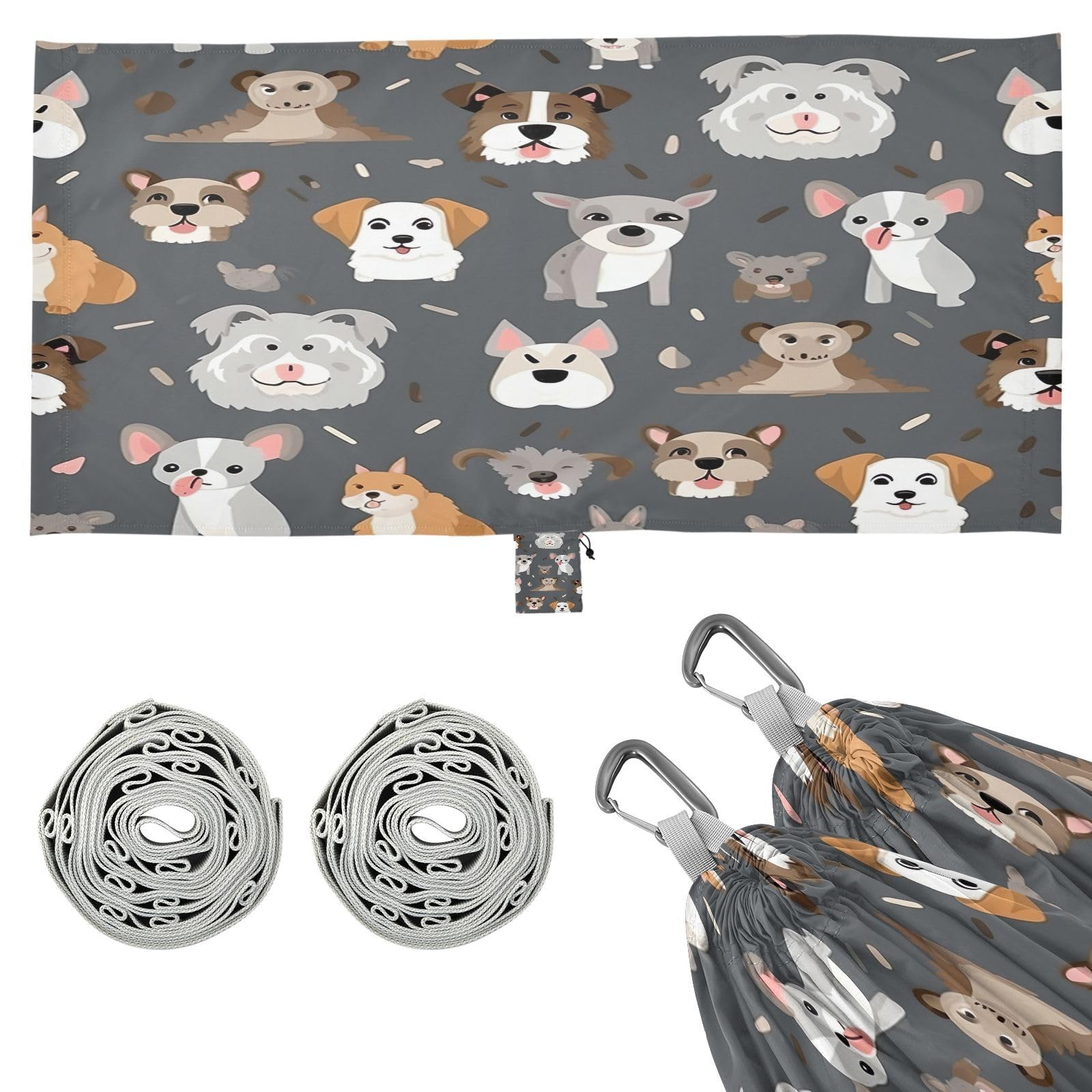 ATTX Cartoon Dog Camping Hammock - Lightweight & Portable Hammocks, Heavy Duty 330lbs Capacity for Indoor, Hiking, Backpacking, Travel, Backyard, Beach#264