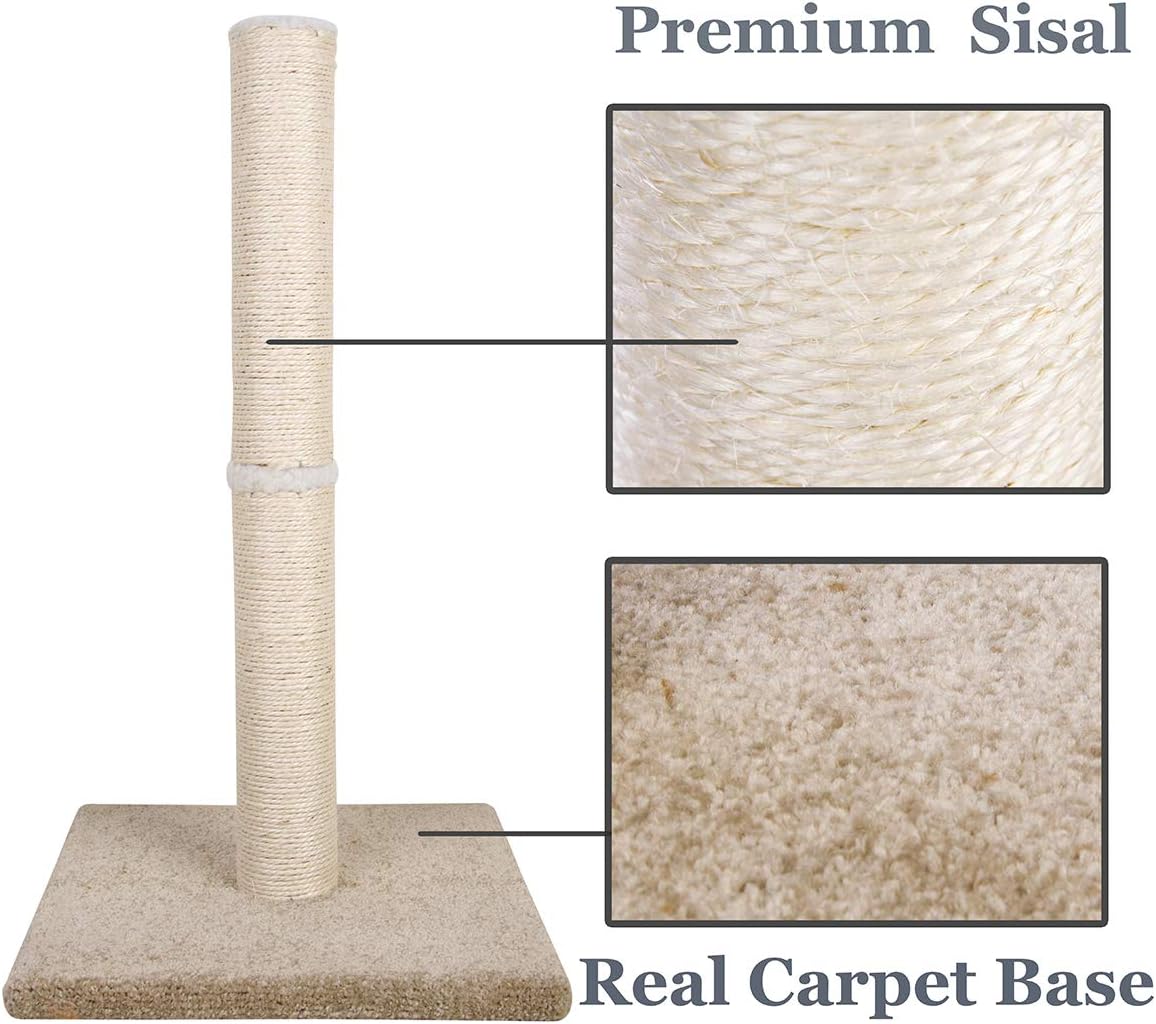 Dimaka 29" Tall Cat Scratching Post, Claw Scratching Sisal Post with Carpet Base, for Kittens and Cats，Vertical Scratch [Full Strectch] (Beige/Yellow) : Pet Supplies