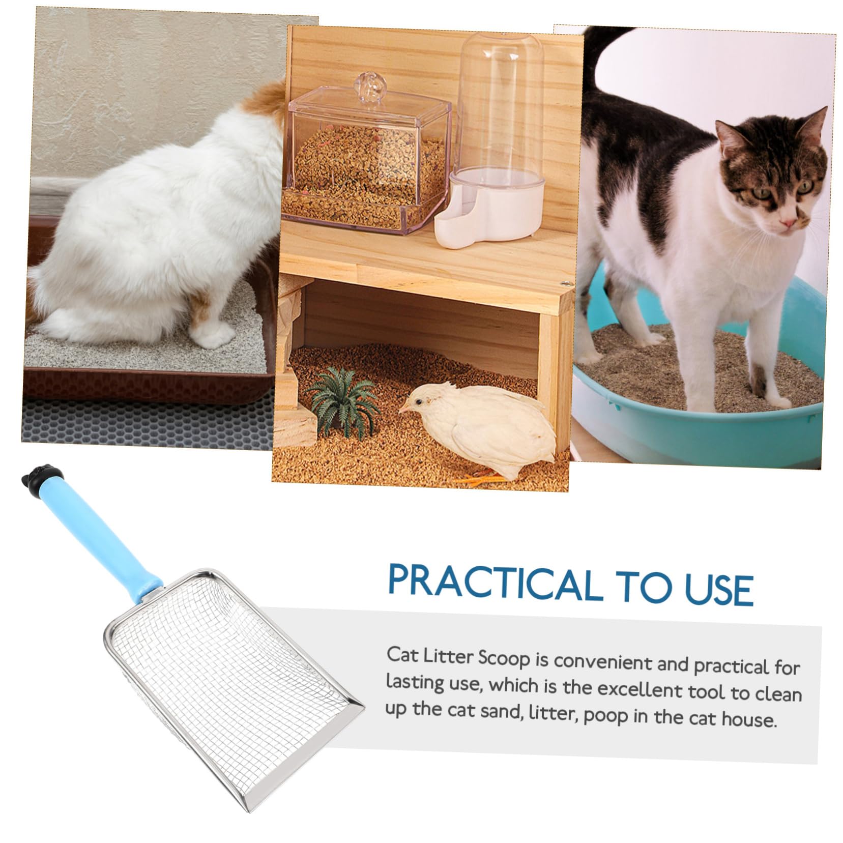 VANZACK 5pezzi Metal Cat Litter Scoop Inossidabile Antiaderente Attrezzo per Pulizia Lettiere per Design Filtrato La Rimozione Rapida Feci e