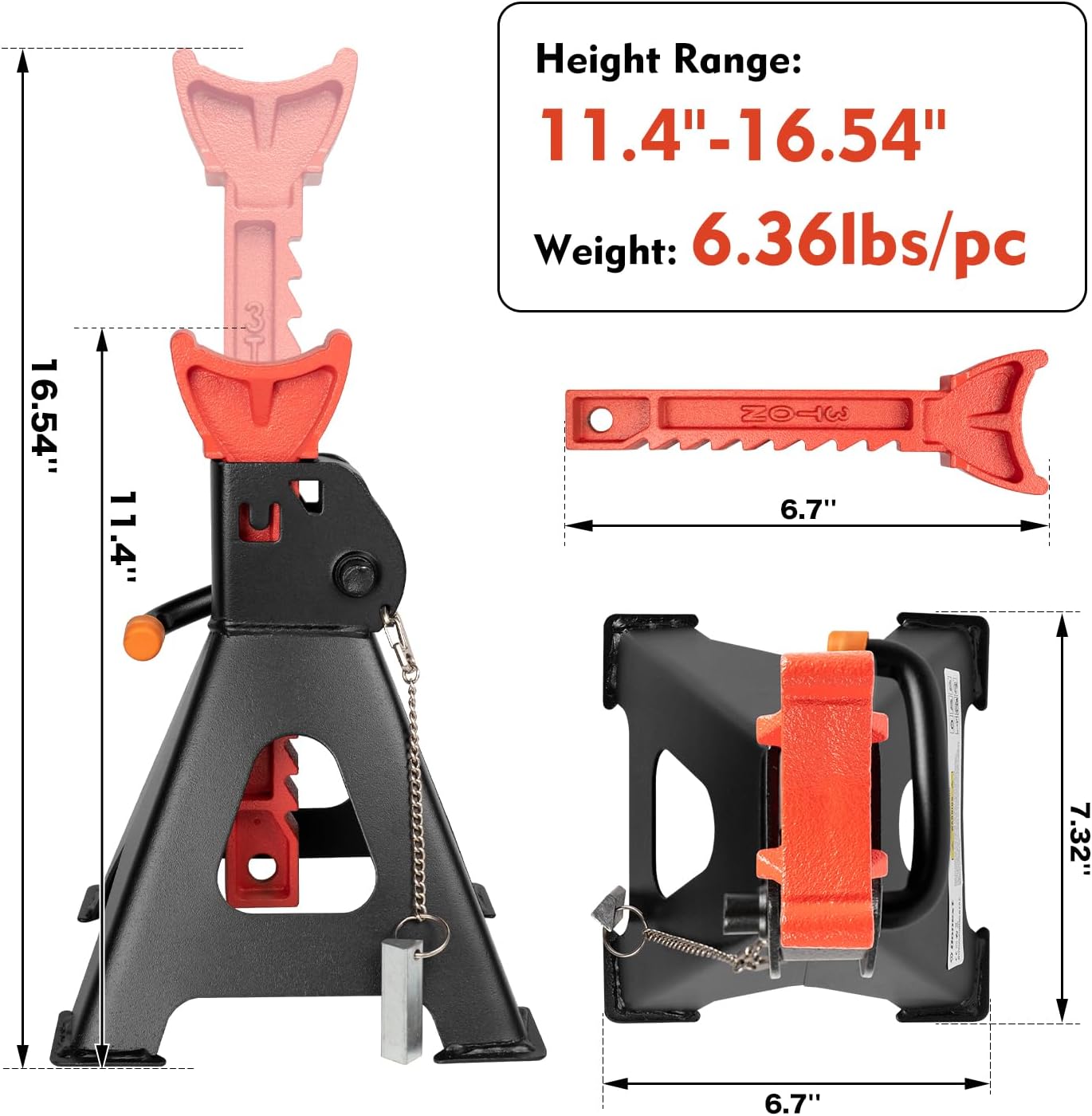 Donext 3 Ton Jack Stands Steel Double Locking and Heavy Duty Wheel Chocks 2PC