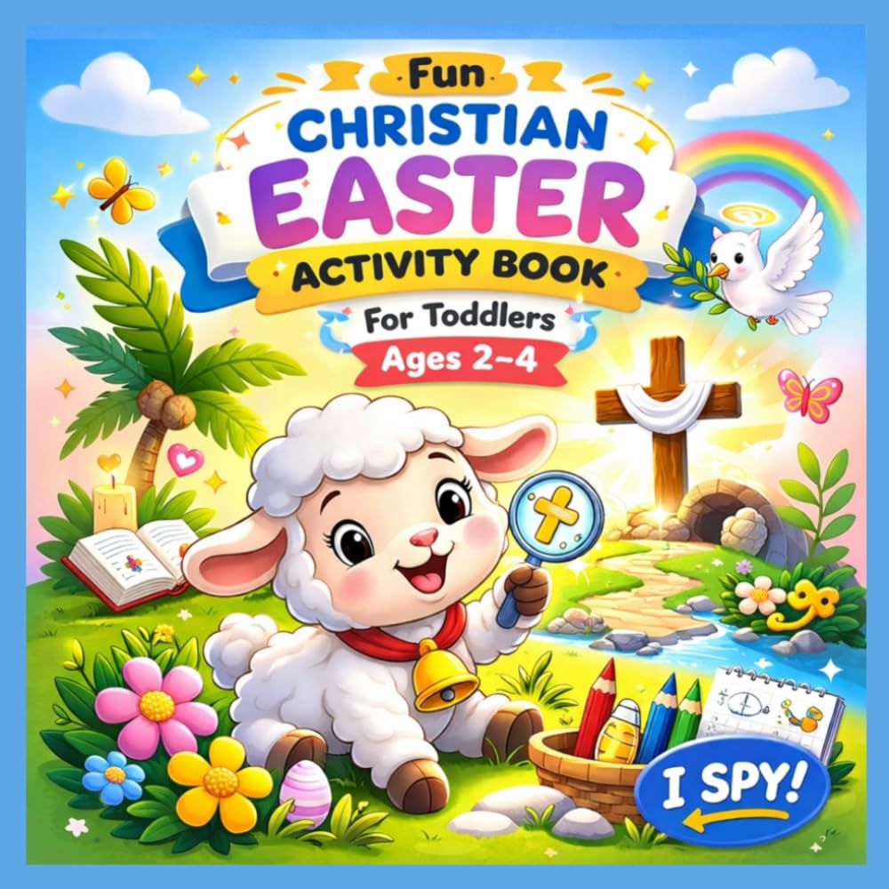 FUN CHRISTIAN EASTER ACTIVITY BOOK FOR TODDLERS AGES 2–4: I Spy, Spot the Difference & Match the Shadow Games with Tracing & Christian Coloring Pages ... for Toddlers, Sunday School, & Easter Baskets