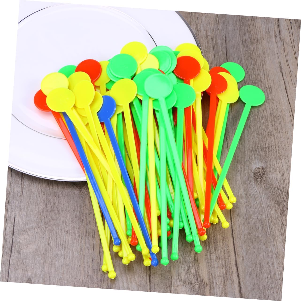80 Pcs Acrylic round Head Beverage Stirrers for Juice and Wine