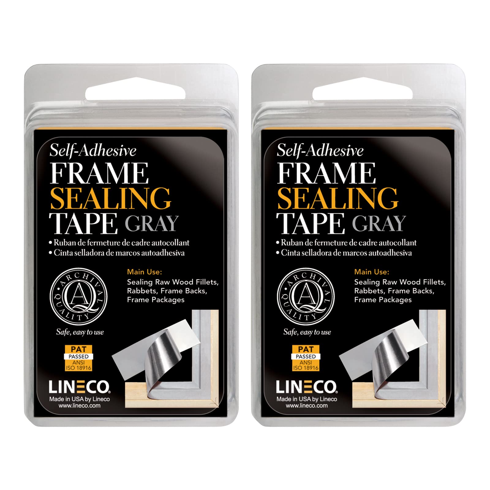 Lineco Archival Self-Adhesive Frame Sealing Tape. Acid-Free, Non-Yellowing Tape for Sealing Frame Backing, DIY, Crafts, Gray, 1.25" x 24 ft. Pack of 2