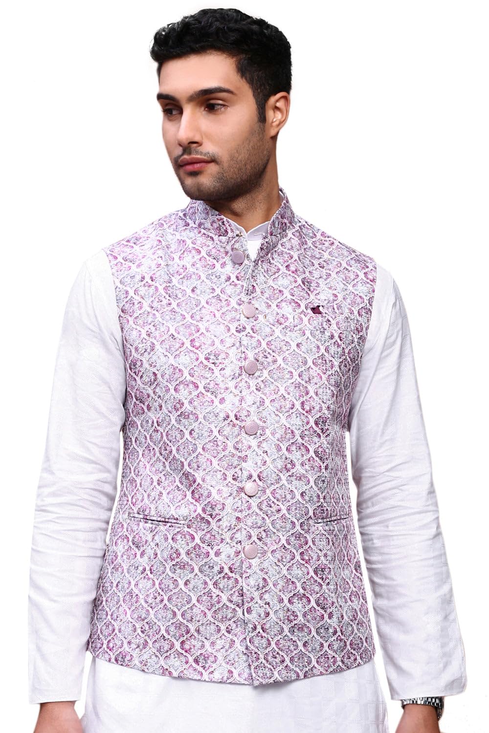showoffff SHOWOFF Men's Embroidered Purple Slim Fit Nehru Jacket-GE-4105-4_Purple-picture-10