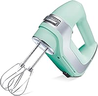 Hamilton Beach Professional 5-Speed Hand Mixer with QuickBurst, Snap-On Storage Case, Stainless Steel Beaters & Whisk, Mint (62658)
