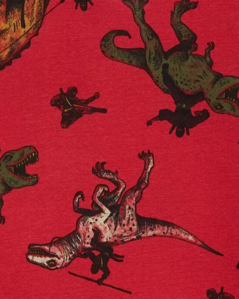 Carter's 4 Piece Pajama Set (Heather/Red Dinosaur, 8)