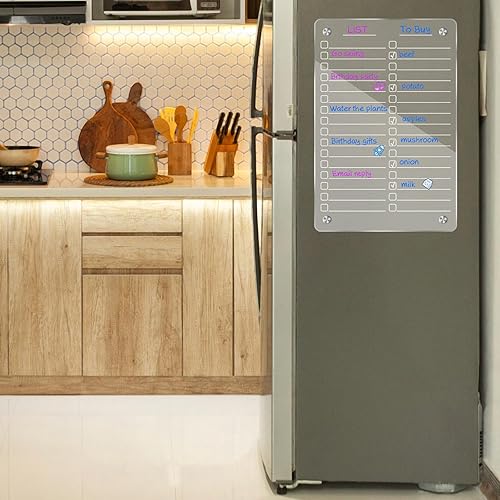 Miniatura 5 de Pizarra Magnética Acrílica de Borrado en Seco para Refrigerador, Calendario Magnético Acrílico Transparente para Refrigerador, Incluye Conjunto de 6
