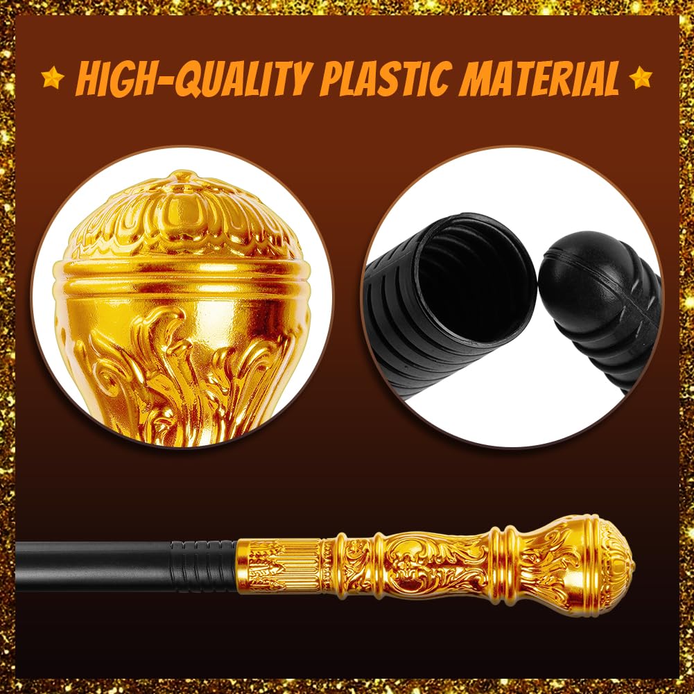 AUYAO Round Scepter Creative Three Section Wand Halloween Prop Cane for Christmas Carnival Cosplay Stage Performances and Parties Costume Prop(Gold-80cm) - Image 4