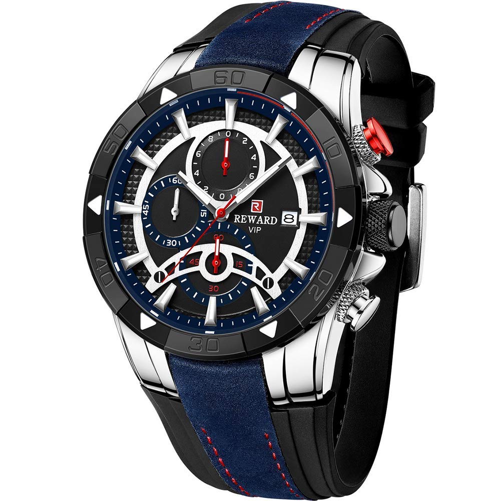 DEAVALLY Original Men Watch Fashion Multifunction Personality Business Leisure Date Stainless Steel Strap Waterproof Analog Quartz Gift Watch