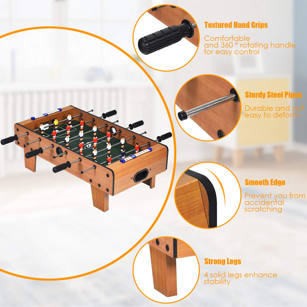 Giantex Foosball Table, 27in Mini Football Table Game w/ 2 Footballs