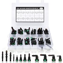 36 PCS Fuel Line Quick Connector Set SAE 9.89mm 9.49mm 7.89mm 6.3mm Fuel Hose Fittings Straight & Elbow Adapters Kit for Automotive Motorcycle Marine Equipment ID8mm ID6mm ID3mm 12 Sizes