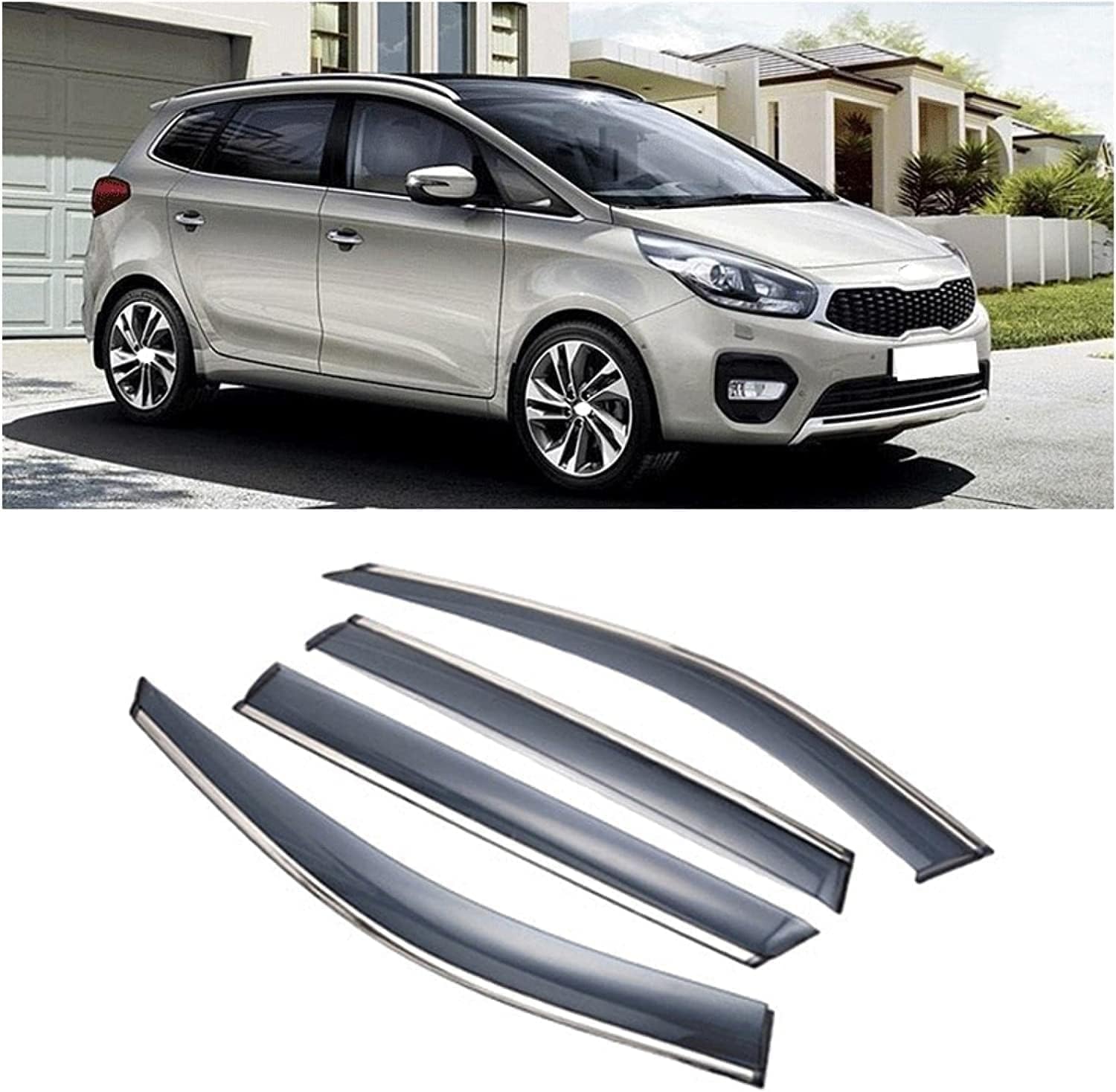 Panxuc Normal Car Wind Deflectors For Kia Carens 2013-2018, Side Window Wind Rain Deflector Window Visor Sun Rain Guard Smoke Guards