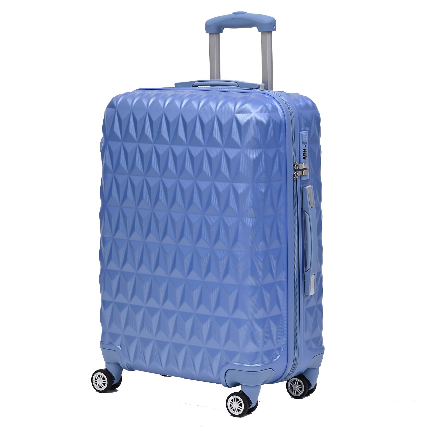 Large Suitcase Luggage Hard Shell 28 Inch | Aluminum Telescopic Handle | 3 Digit Combination Lock | 4 Dual Spinner Wheels | Lightweight Durable Suitcases Check in Trolley, Ice Blue, Hard Shell