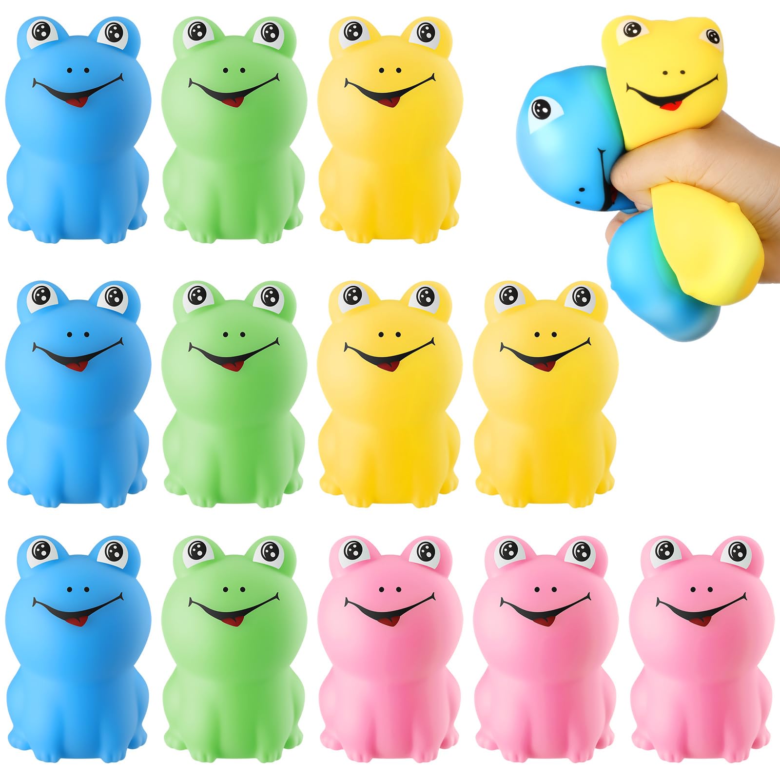 Meooeck 12 Pcs Frog Stress Balls for Adult Mini Frog Fun Squeeze Fidget Animal Balls Cute for Birthday Party Favors Office Stuffer Gift ADHD Autism Anxiety — image 1