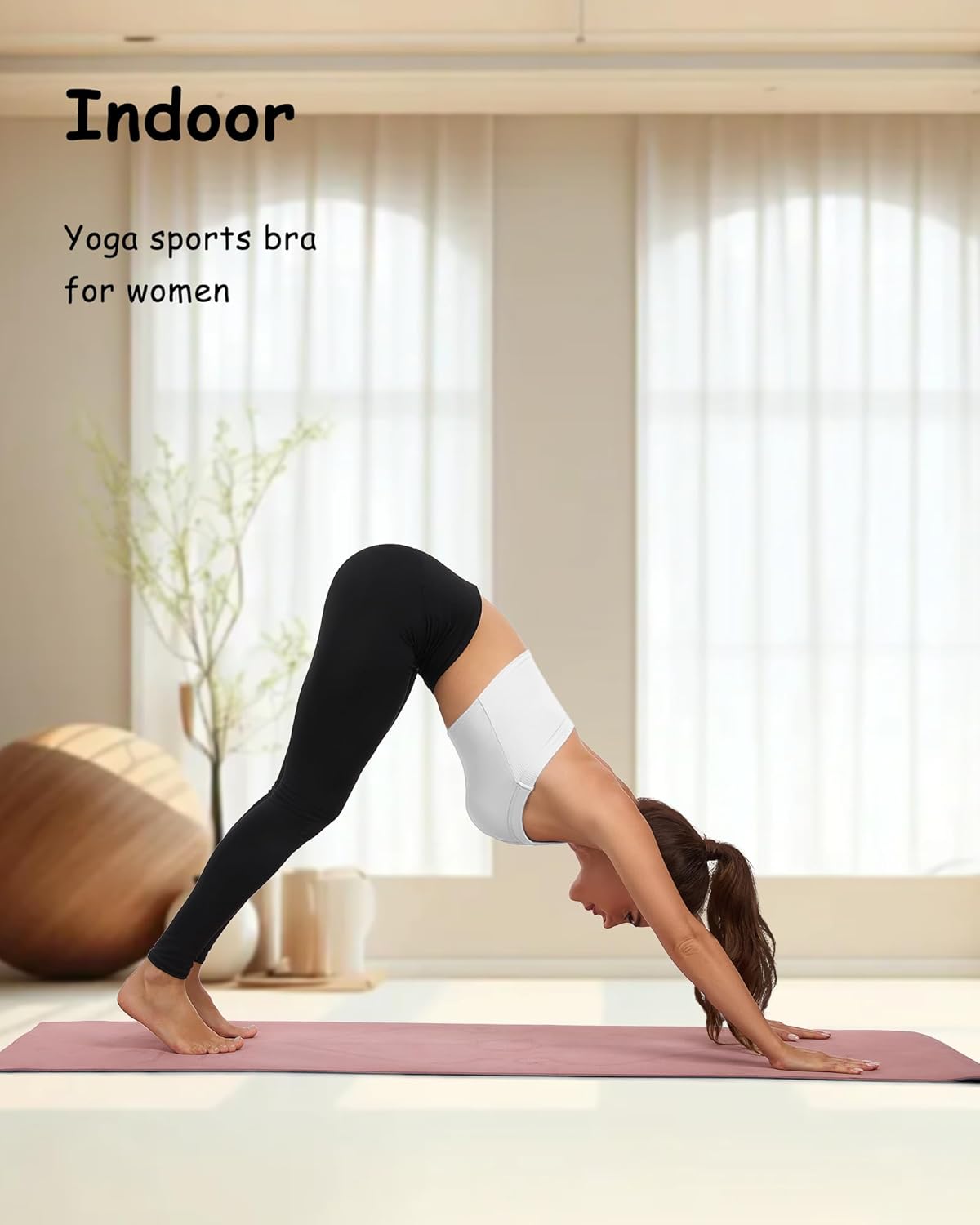 Halter Sports Bra Longline Open Back Workout Top Ribbed Crop Tank Tops with Built in Bra Gym Yoga Push Up - Image 7