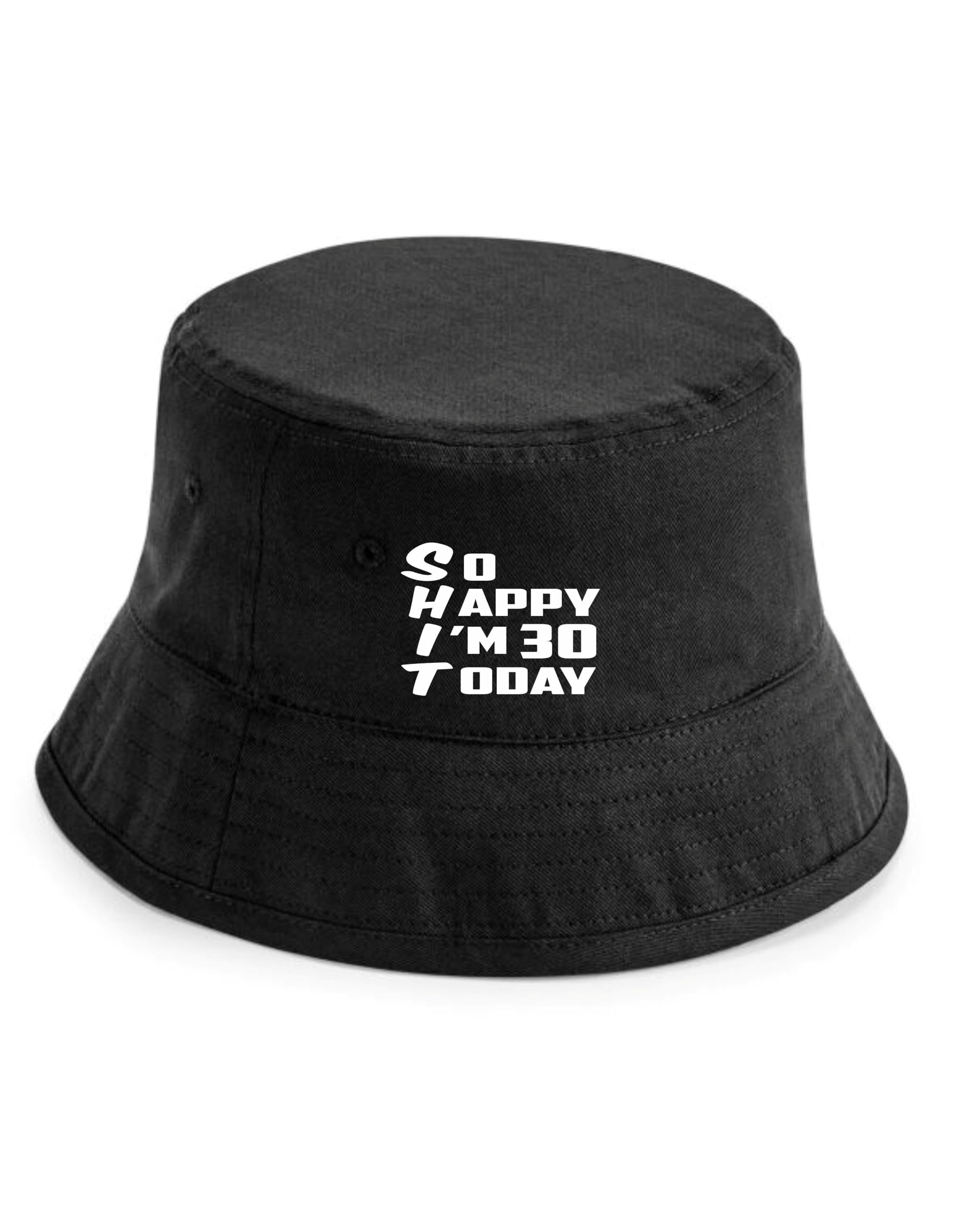 Print4u Unisex Black Bucket Hat Funny 30Th Birthday Gift Men & Ladies 30 Year Old Present Sm