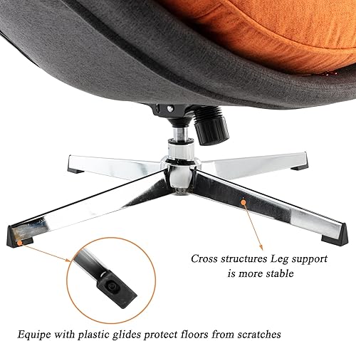 Miniatura 5 de DUOMAY Silla giratoria moderna de lino suave con base cromada, 34 pulgadas de ancho, silla mecedora para sala de estar, dormitorio, sala de lectura,